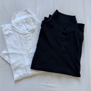 2x Men’s Slub Polo. Navy and white